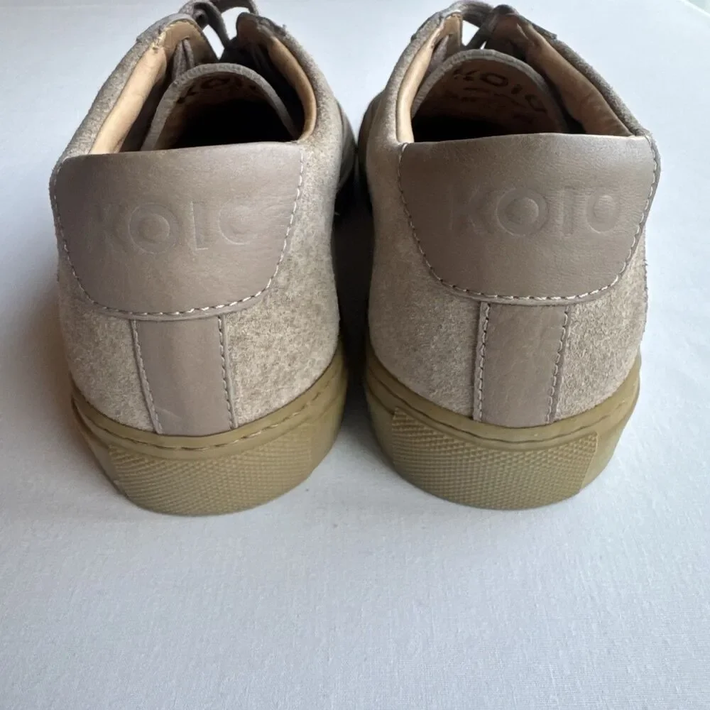 KOIO Capri Men's Low Top Sneakers Size 38 Italy Leather Shoes Taupe Tan Perfect